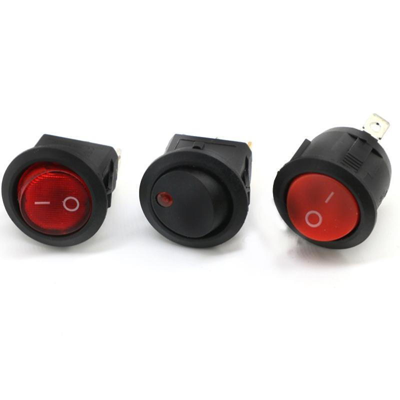 新款電飯鍋開(kāi)關(guān)指示燈 多功能電鍋電飯鍋電炒鍋電火鍋翹板船型開(kāi)關(guān)配件按鈕指示燈圓形 圓 3腳2檔 黑色紅燈 6A/250V(2個(gè))